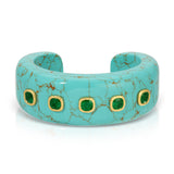 Turquoise & Cushion Cut Emerald Cuff