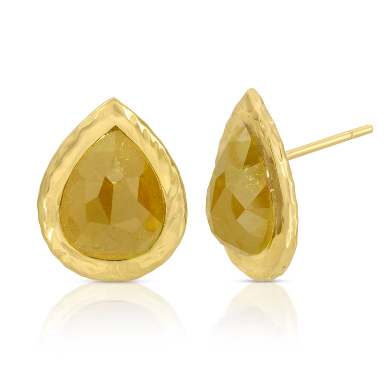 Yellow Rose Cut Diamond Studs