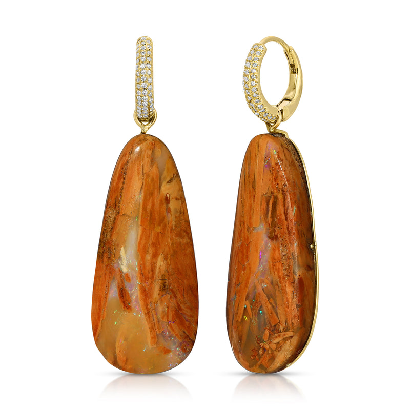 Yowah Opal & Diamond Earrings
