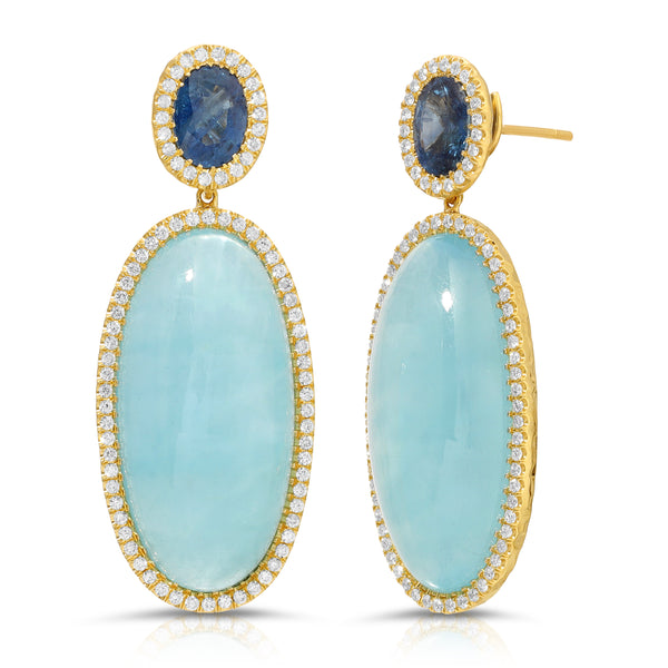 Aquamarine & Sapphire Earrings