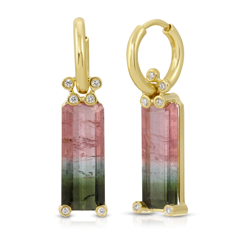 Petite Bi-Color Tourmaline & Diamond Earring