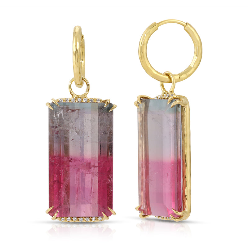 Bi-Color Tourmaline & Diamond Earrings