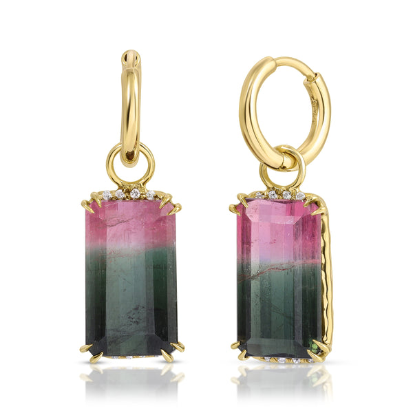 Bi-Color Tourmaline & Diamond Earrings - Small