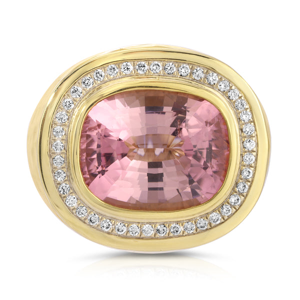 Pink Tourmaline Cushion Blushing Ring 