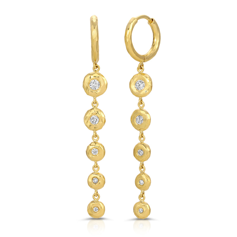 Charmed Micro Gabby Hoops - Tiered Diamond Nesting Gem Drops - Five