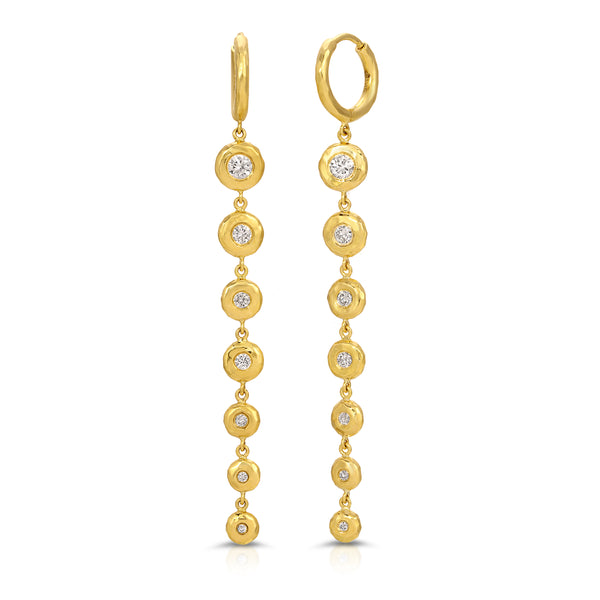 Charmed Micro Gabby Hoops - Tiered Diamond Nesting Gem Drops - Seven