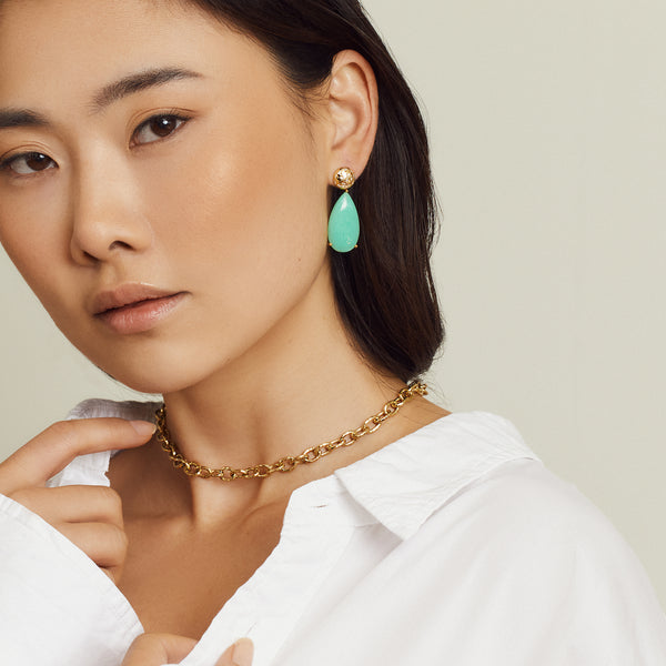 Chrysoprase & Diamond Imogen Earrings