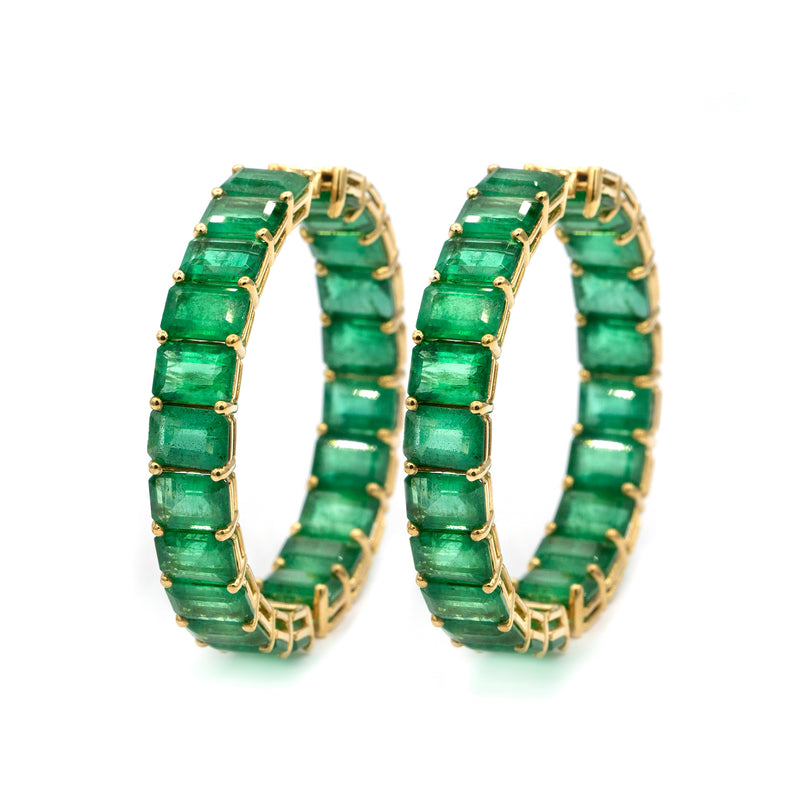 Jumbo Emerald Eternity Hoops