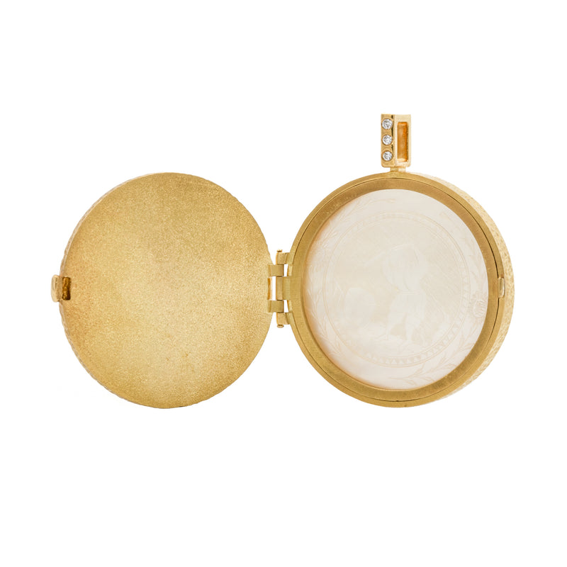 Love Locket - Large Mother of Pearl & Diamonds