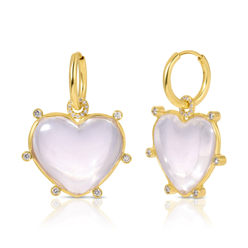 Moonstone Heart & Diamond Earrings