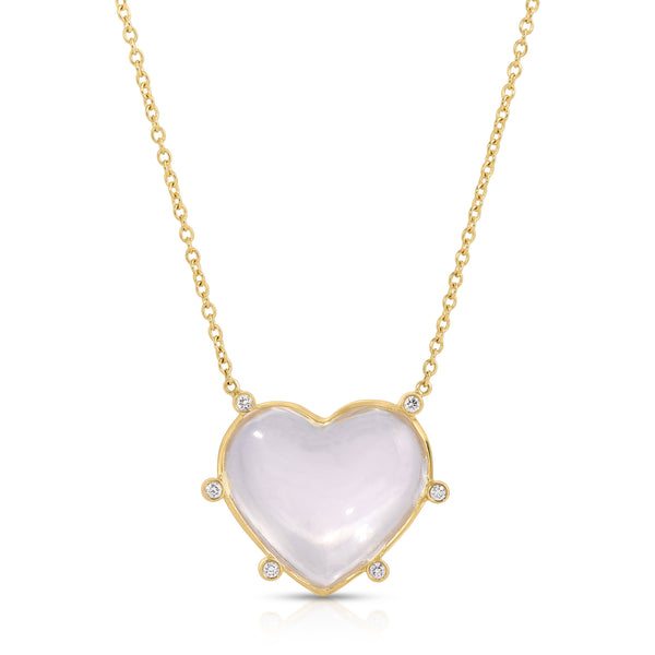 Moonstone Heart & Diamond Necklace