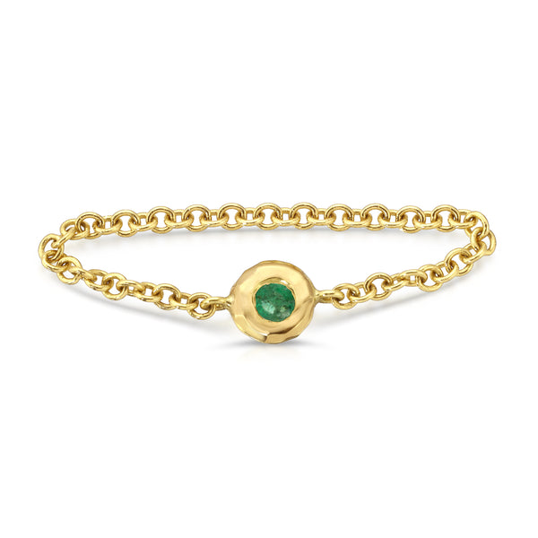 Nesting Gem Chain Ring - Emerald