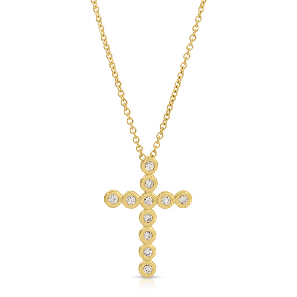 Diamond Nesting Gem Cross Necklace - Medium 