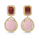 Pink Opal & Tourmaline Earrings