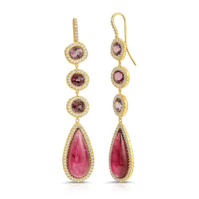 Rubellite, Spinel & Diamond Earrings - 18.07 Carats