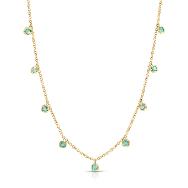 Asscher Emerald Eternity Necklace 9 Stones