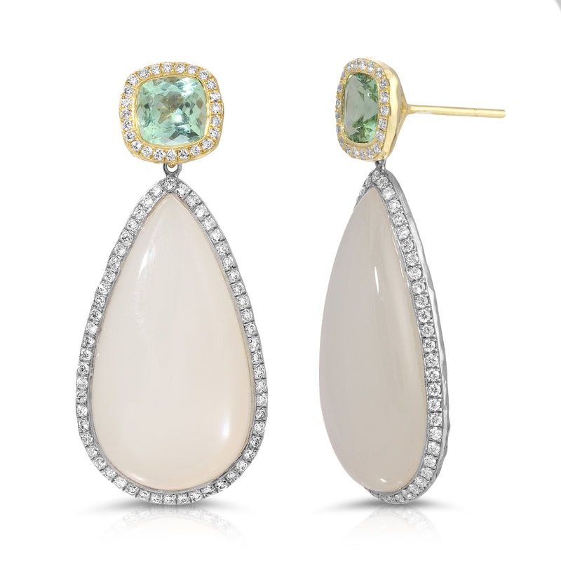 Moonstone & Mint Tourmaline Earrings