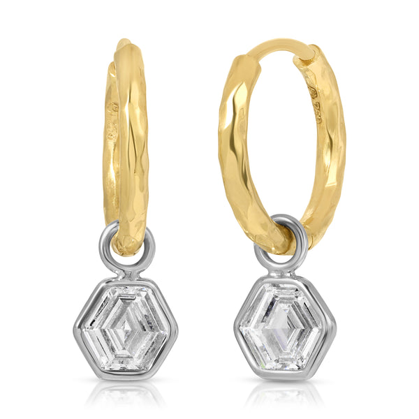 Charmed Petite Gabby Hoops - Hexagon Diamond