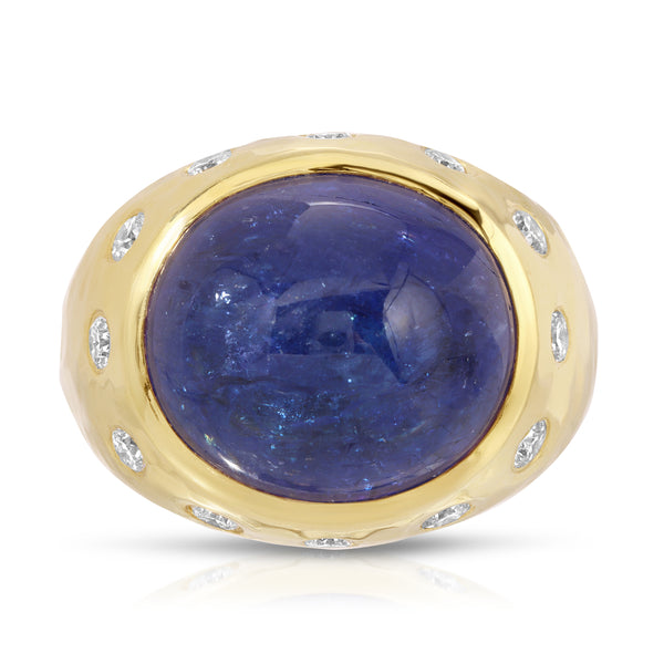 Tanzanite Cabochon Blossom Ring