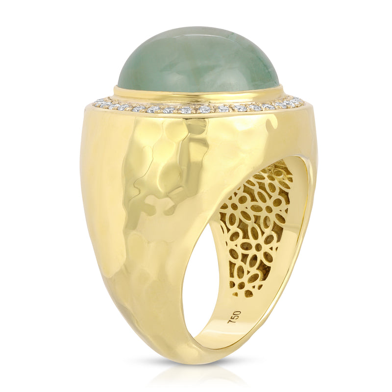 Green Beryl Cabochon Blossom Ring