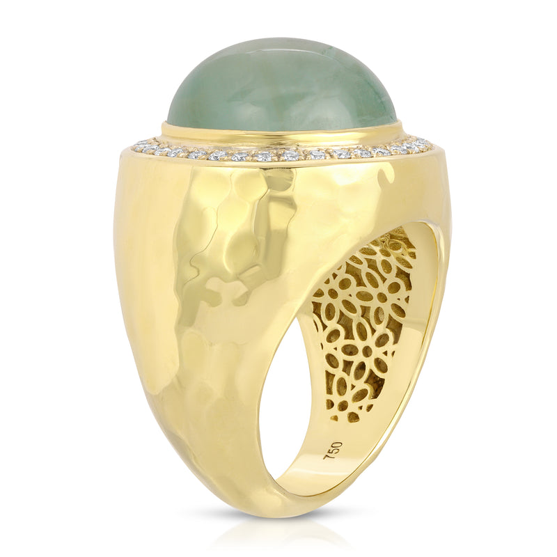 Blossom Ring - Green Beryl Cabochon